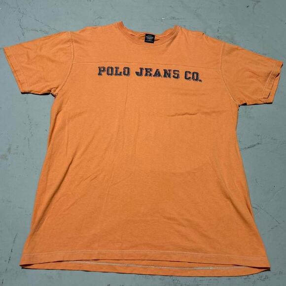 **Vintage Polo Ralph Lauren Orange T-Shirt - Front and Back Graphic** - Picture 1 of 4